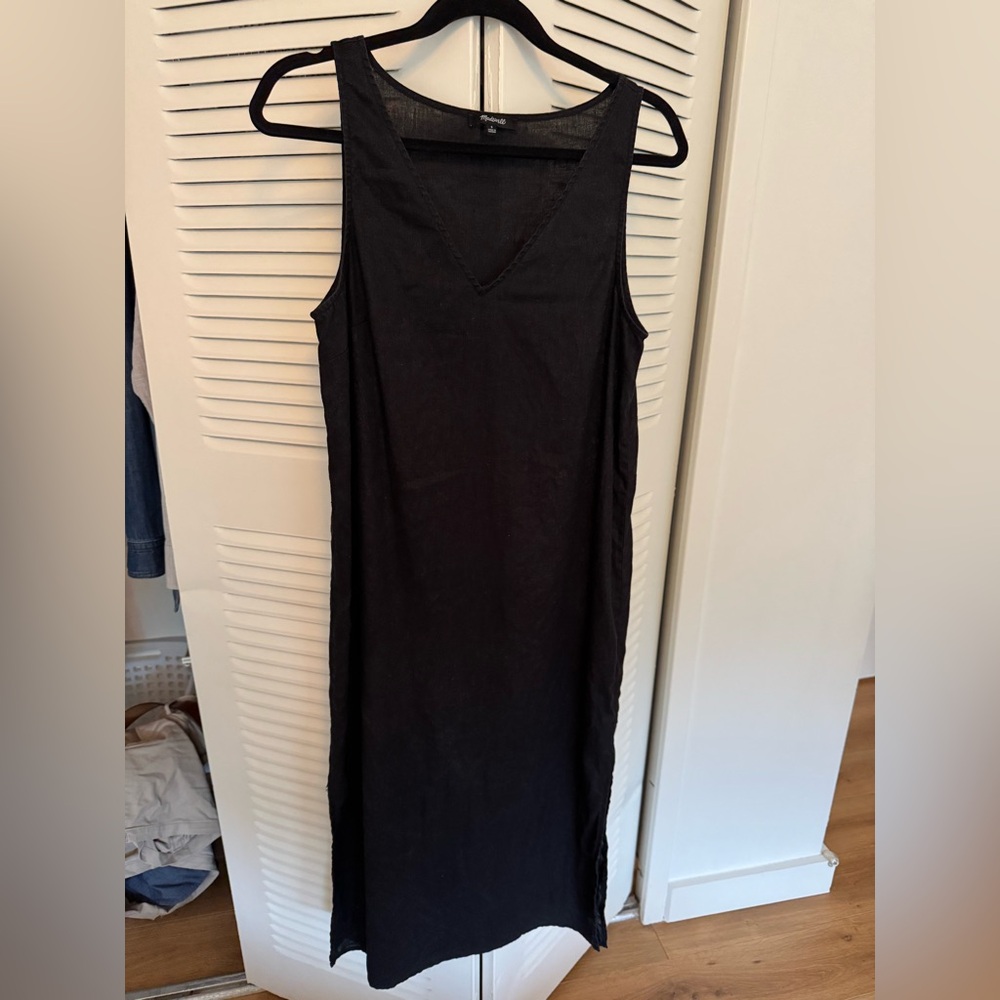 Madewell Black Sleeveless Linen Dress